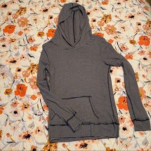 Blue & White Striped Hooded Shirt